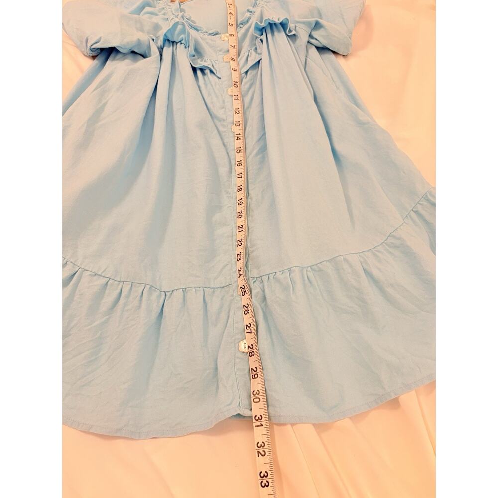 Stoney Clover Lane Dress Womens M Blue Babydoll Linen Boho Resort Summer Beach - Picture 8 of 11